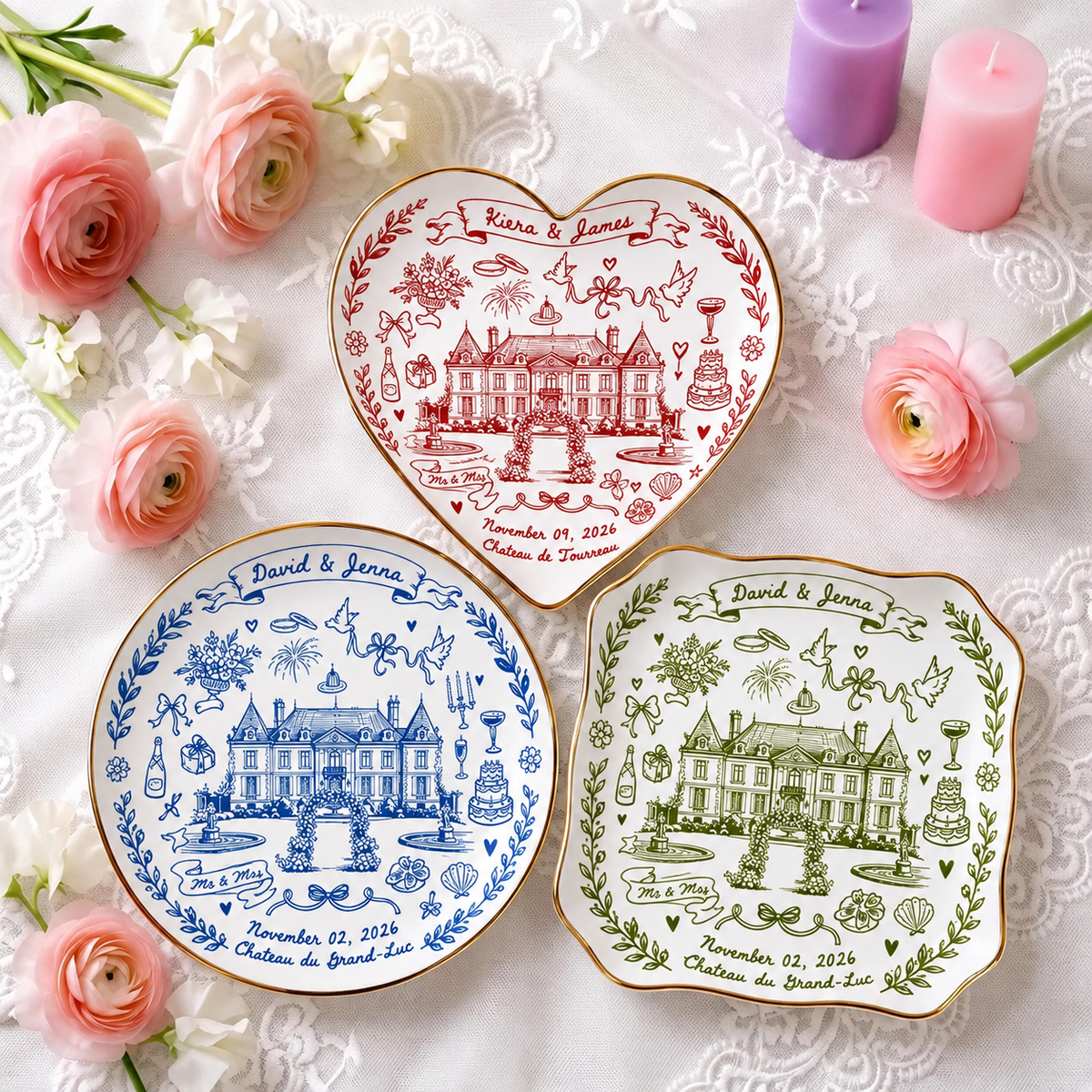 Personalized Wedding Venue Ceramic Platter – Names, Date & Location