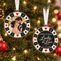 Custom Couple Wedding Anniversary Ornament,Photo Poker Chip Ornament,First Christmas Keepsake,Engagement Gift,Wedding Decor,Xmas Tree Decor