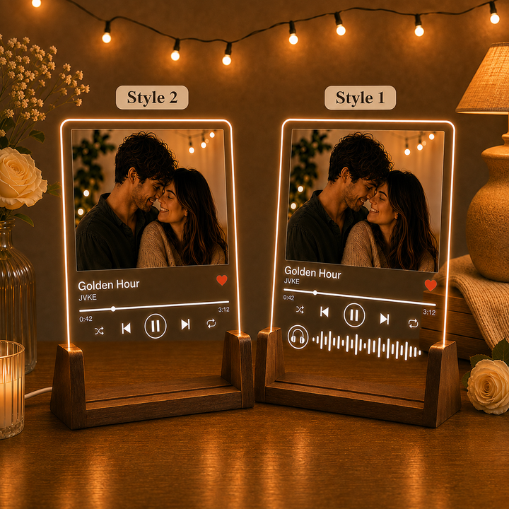 Personalized Photo Acrylic LED Lamp for Anniversary gifts, Custom Couple Photo Song Night Light