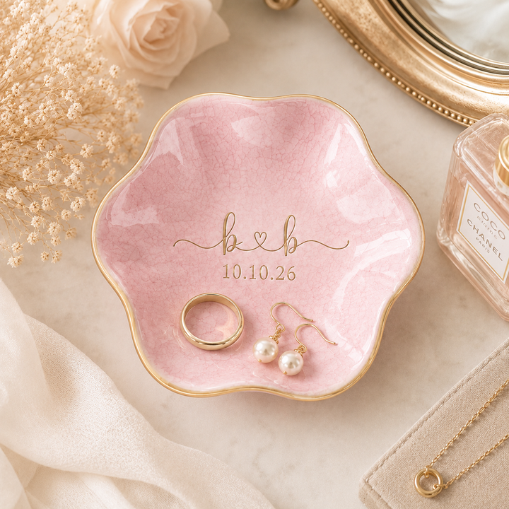 Custom Ceramic Jewelry Dish - Initials Ring Ceramic Tray-Personalized Earrings Holder with Name-Bridesmaid Gift-Wedding Gift for Her