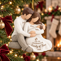 Personalized Family Of Three Hug Christmas Ornament – Baby's First Christmas
