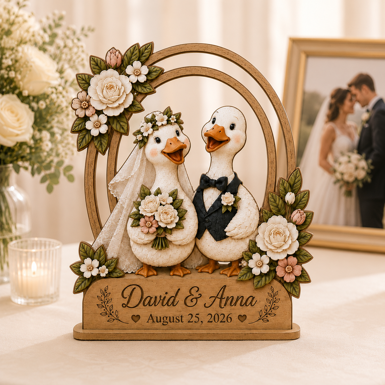 Personalized Goose Wedding Wooden Plaque - Gift for Couple, Custom Wedding, Wedding Anniversary Gift (Copy)