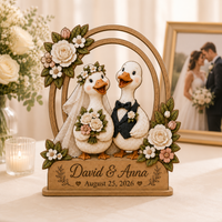 Personalized Goose Wedding Wooden Plaque - Gift for Couple, Custom Wedding, Wedding Anniversary Gift