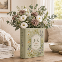 Personalized Ceramic Book Vase, Custom Name Date Book Vase, Wedding Gift for Couple, Anniversary Gift, Book Lover Vase, Floral Home Decor