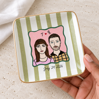 Custom Engagement Portrait Ring Dish, Personalized Couple Illustration Jewelry Tray, Proposal Keepsake, Engagement Gift for Couple