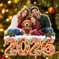 Personalized Christmas Family Gingerbread Custom Shaped Acrylic Ornament – Custom Photo Christmas 2026 Gift