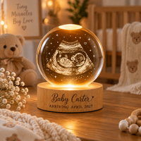 Personalized Ultrasound Gift Crystal Ball Night Light, Custom Sonogram Keepsake, Baby Announcement Decor, Baby Arrival Gift