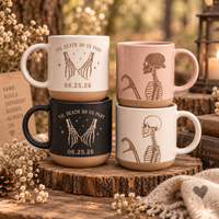 Engraved Halloween Couple Mug, Til Death Do Us Part Ceramic Mug, Matching Skeleton Mug Set, Gothic Couples Gift, Anniversary Mug