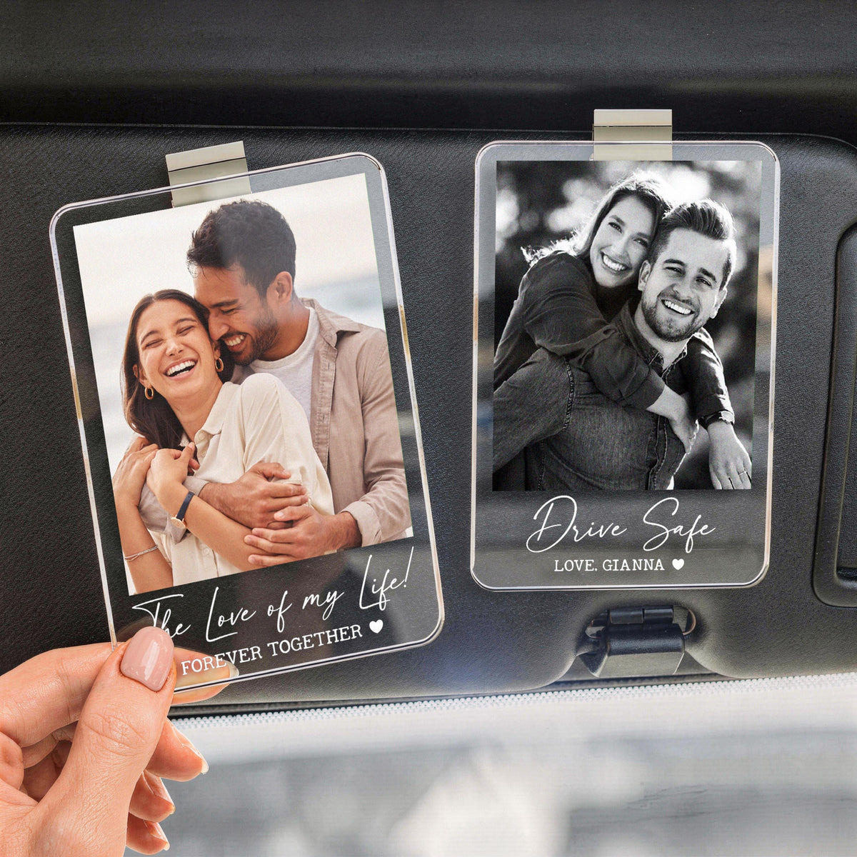 Personalized Couple Photo Car Visor Clip, Custom Drive Safe Keepsake image 5