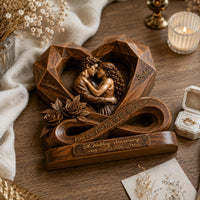 Personalized Couple Photo Infinity Heart Wooden Block, Custom Anniversary Gift image 5