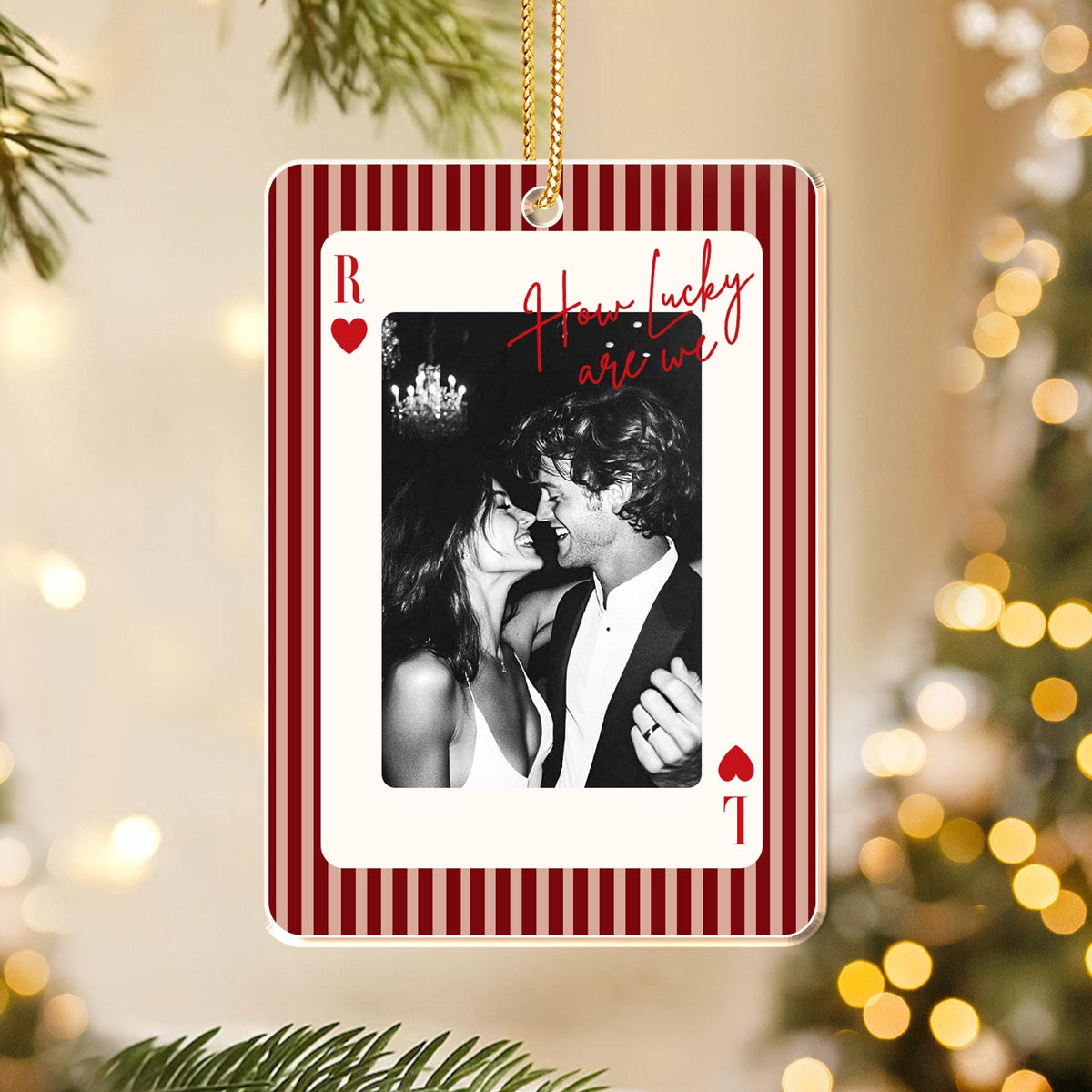 Personalized How Lucky Are We Photo Playing Card Ornament – Anniversary Gift image 5