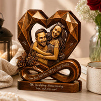 Personalized couple photo wooden heart plaque mockup 5