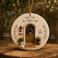 Personalized New Home Ornament: Custom Address, Family Name & Year Ceramic First Home Keepsake
