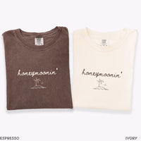 Honeymoonin' Comfort Colors tees in Espresso and Ivory