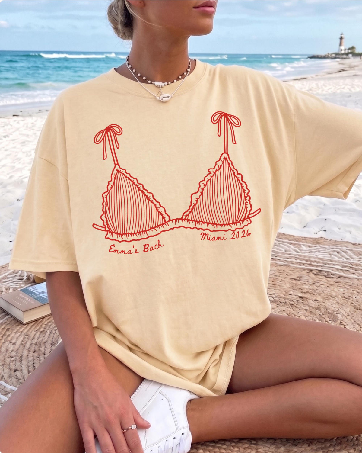 Personalized Bikini Bach Beach Bachelorette Comfort Colors Tee mockup 5