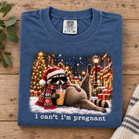 I Can’t I’m Pregnant Raccoon Shirt – Funny Christmas Mom To Be Tee