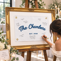 Custom Embroidered Last Name Pennant – Wedding Guest Book Alternative