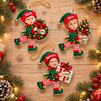 Personalized Baby Elf Photo Christmas Ornament – Baby's First Christmas