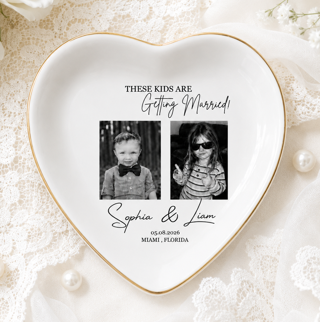 Personalized Photo These Kids Are Getting Married Wedding Jewelry Dish - Gift for Bride, Bridesmaid, Custom Bachelorette Trip, Bridal Shower Gift