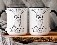 Personalized Heart Tree Couple Mug, Custom Ceramic Coffee Mug, Anniversary Gift For Couple, Wedding Or Bridal Shower Gift, Mr And Mrs Mug