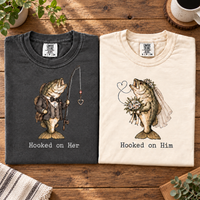 Hooked on Her & Him Fish Couple Shirts – Wedding & Anniversary Gift