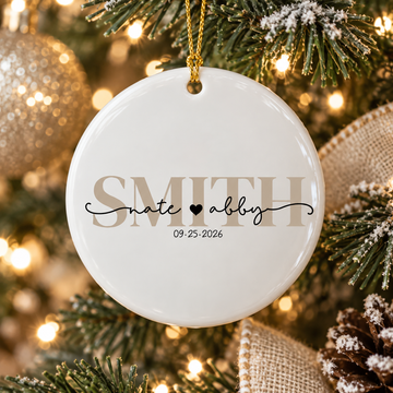 Personalized Ornament for First Christmas Married, Custom Couple Names & Wedding Date Ornament, Newlywed Christmas Keepsake, Wedding Gift