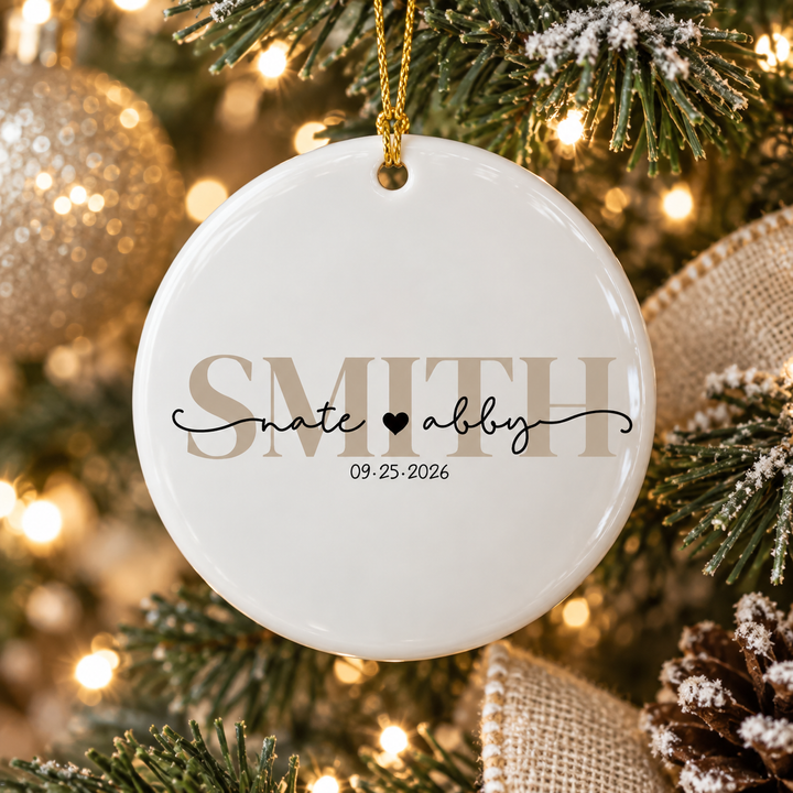 Personalized Ornament for First Christmas Married, Custom Couple Names & Wedding Date Ornament, Newlywed Christmas Keepsake, Wedding Gift