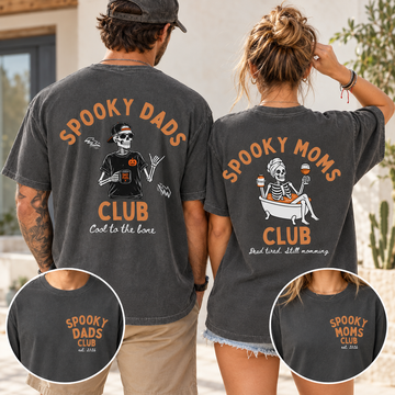 Spooky Moms & Dads Club Shirts, Funny Halloween Parent Tees, Skeleton Mom Dad Matching Shirts, Custom Year Family Halloween Gift