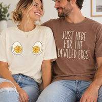 Funny Deviled Eggs Couple Shirts, Matching Thanksgiving Christmas Tees, Comfort Colors Holiday Party T-Shirts for Couples