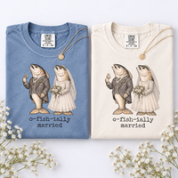 O-Fish-Ially Married Shirt for Wedding & Honeymoon, Funny Fish Newlywed Tee, Bride Groom Couple Wedding Gift