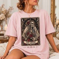 Bride & Groom Skeleton Tarot Card Shirts, Custom Date Tarot Card Wedding Tees, Gothic Wedding Couple Gift