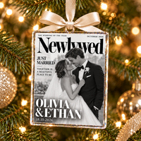 Personalized Newlywed Couple Wedding Photo Newspaper Ornament – First Anniversary Gift