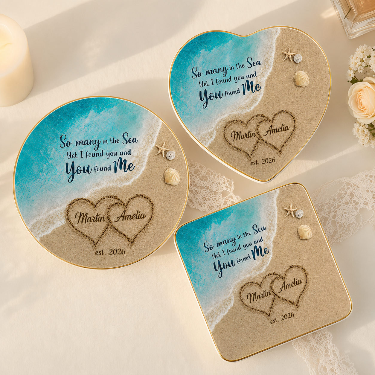 Personalize So many In The Sea Couple Jewelry Dish