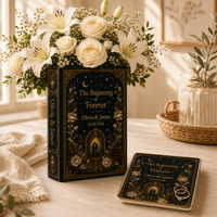 Custom Wedding Book Vase, Personalized Couple Name Flower Vase, Gothic Floral Ceramic Book Vase