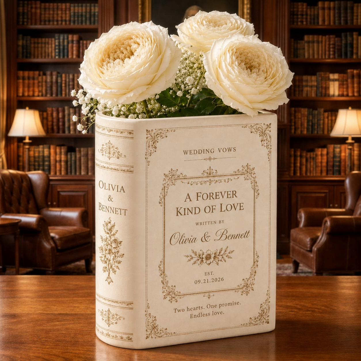 Custom Wedding Vows Book Vase, Personalized Couple Decor, Ceramic Floral Vase, Romantic Anniversary Gift, Wedding or Home Gift for Her