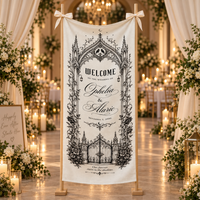 Personalized Gothic Wedding Linen Tapestry,  Custom Couple Names & Date Ceremony Sign