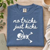 Funny No Tricks Just Kicks Maternity Shirt – Halloween Baby Skeleton