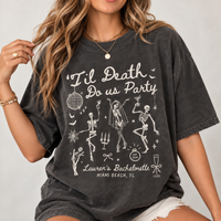 Bride or Die Bachelorette Party Shirts, Til Death Do Us Party Skeleton Tees, Gothic Bride Halloween Bach Gift