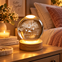 Tree of Love Personalized Couples Crystal LED Ball Light,Custom Couple Night Lamp,Wedding Anniversary Gift,Couple Gift,Gift For Mom,Dad