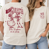 Custom ’Til Death Skeleton Couple Shirts – Wedding Date Matching Tees