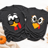 Matching Turkey Comfort Colors Shirts – Funny Thanksgiving Couple Gift