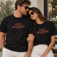 Personalized Just Married Shirt, Custom Mr and Mrs Honeymoon Tees, Newlywed Matching Couple Shirts