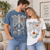 Food & Baby Skeleton Rib Cage Couple Shirts – Halloween Pregnancy Reveal