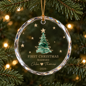 Personalized First Christmas Married Ornament, Custom Couple Names and Wedding Date, Newlywed Christmas Gift