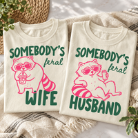 Feral Wife & Husband Comfort Colors Shirts – Funny Raccoon Couple Gift
