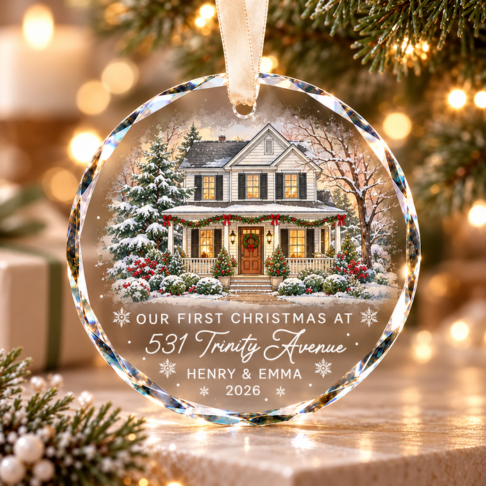 Personalized New Home Ornament – First Christmas House Portrait