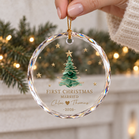 Personalized First Christmas Married Ornament, Custom Couple Names and Wedding Date, Newlywed Christmas Gift