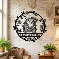 Custom Skeleton Couple Metal Sign, Personalized Names Wall Decor image 6