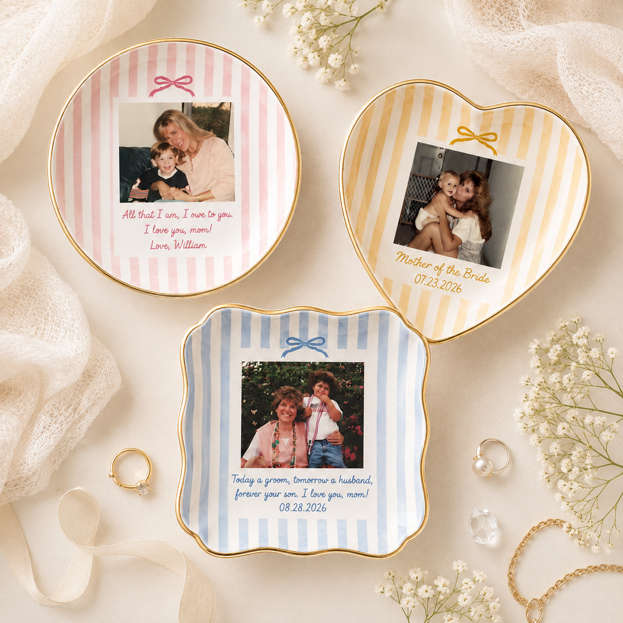 Custom Photo Jewelry Dish for Mom, Mother of the Bride or Groom Wedding Gift
