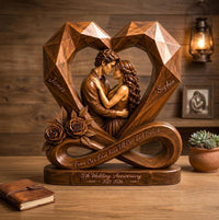 Personalized Couple Photo Infinity Heart Wooden Block, Custom Anniversary Gift image 6